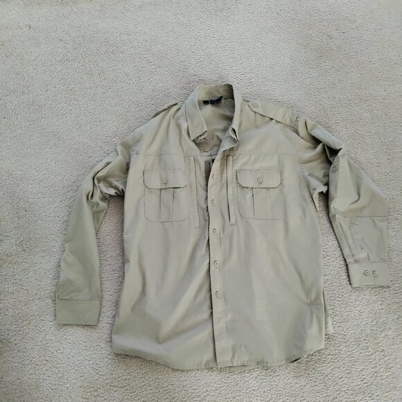 Propper XL Mens Tactical Shirt L/S Beige F5312 Cotton\Poly Blend Ripstop VGUC - Picture 1 of 6